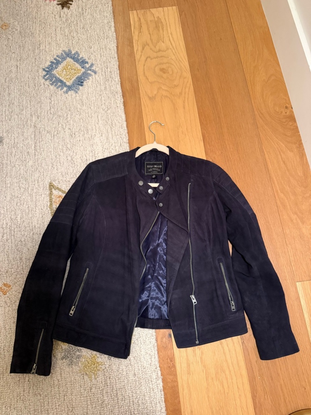 Lucky Brand Navy Suede Moto Jacket